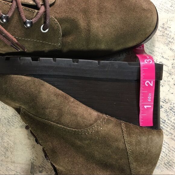 Aquatalia Chance Suede Lace-Up Wedge Boot, Forest (Olive) - Picture 12 of 13